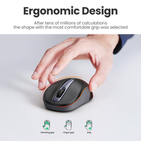 UGREEN Mouse bezprzewodowy ergonomiczny kształt cichy kliknij 2400 DPI dla MacBook Tablet komputer Laptop PC mysz cicha bezprzewodowa mysz 2.4G 2